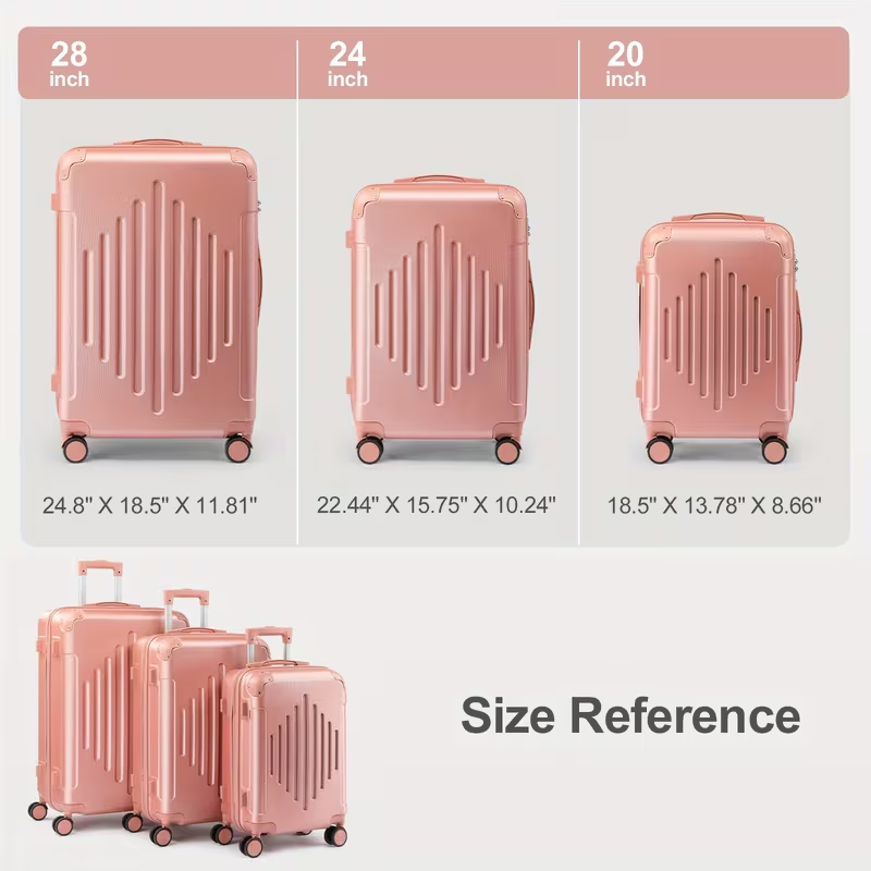 3pcs Luggage with Corner Protectors, 20/ 24/ 28-Inch, Durable Hard Shell, 360 Spinner Wheels, Multifunctional Large Capacity, Lightweight Travel Suitcase
