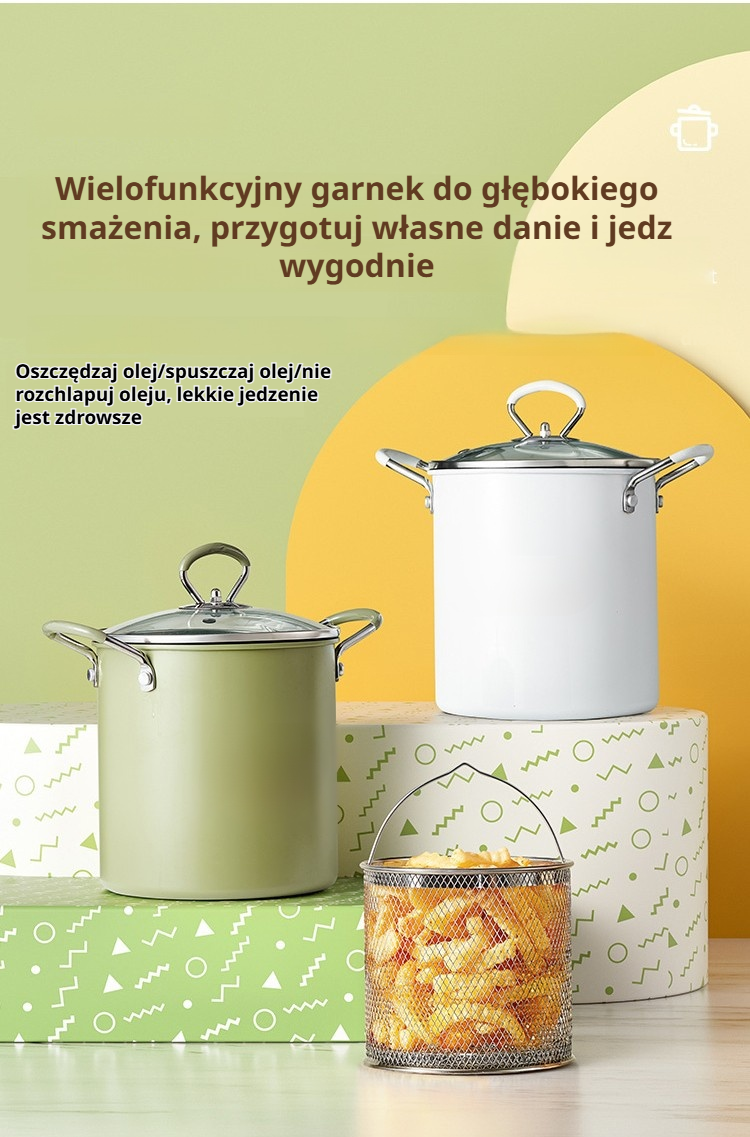 Japoński garnek do gotowania makaronu z pokrywką i sitkiem