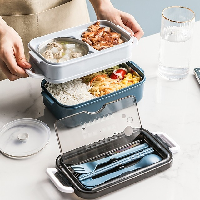Przenośny dwuwarstwowy pojemnik na lunch