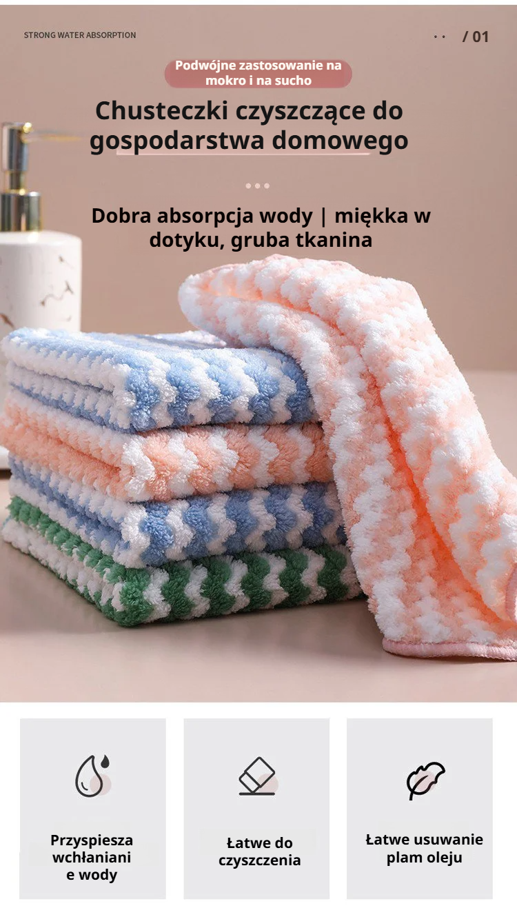 Chłonne ściereczki Lazy Kitchen w użyciu na blacie kuchennym