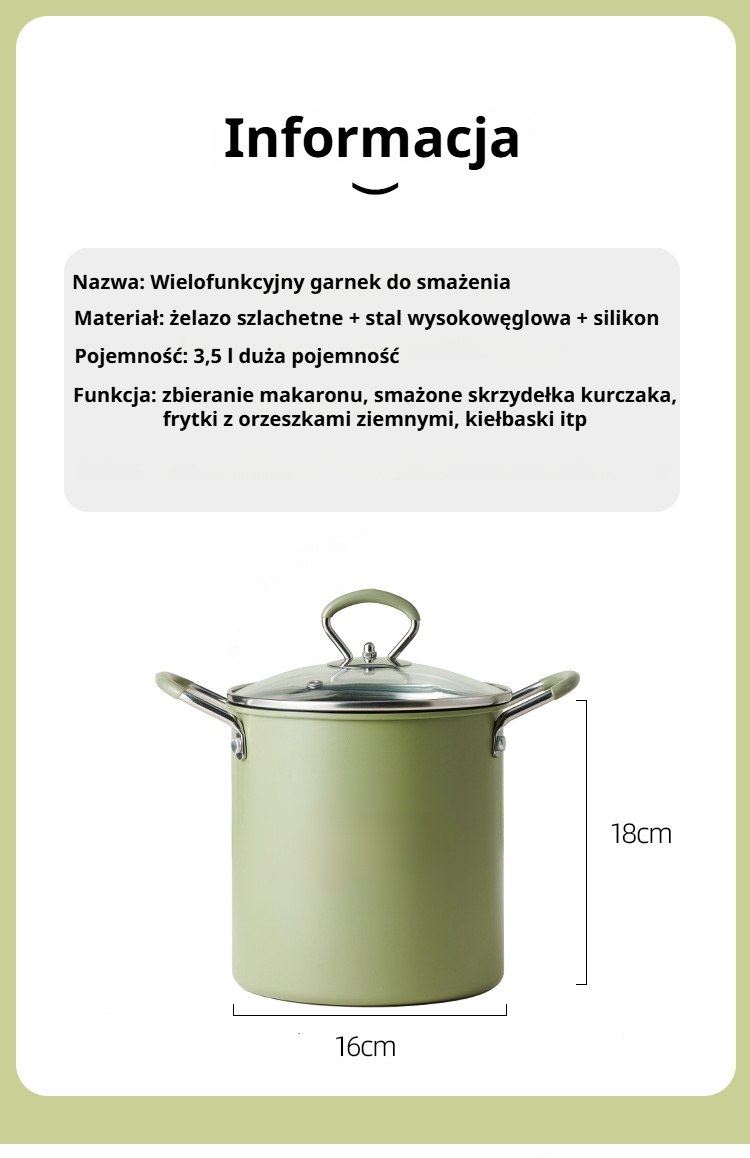 Garnek z pokrywką i sitkiem do gotowania i smażenia