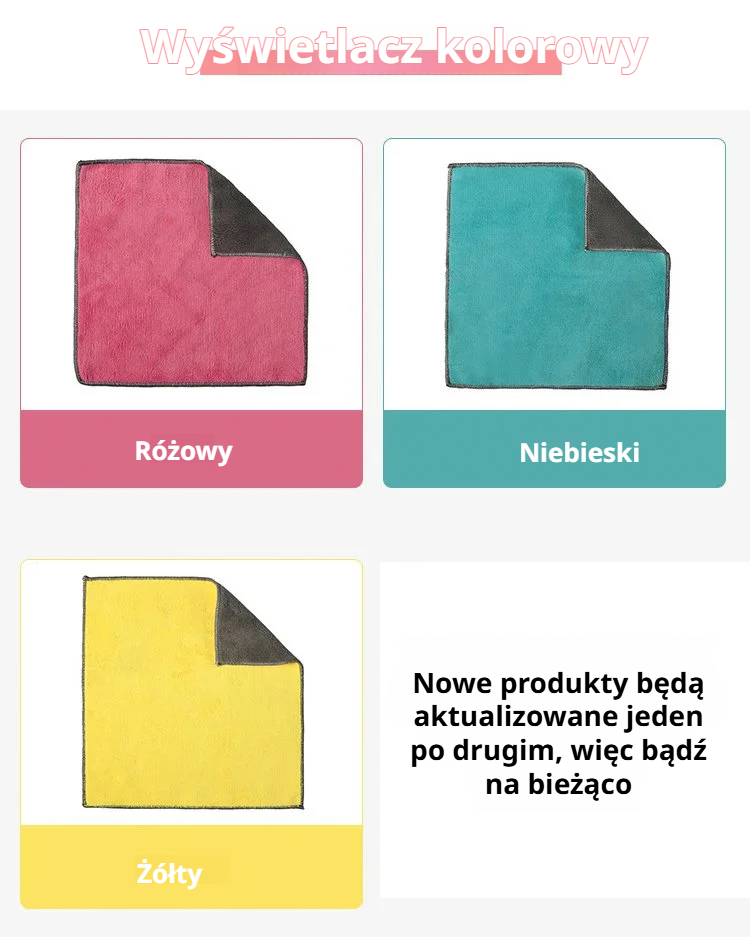 Dwustronna ścierka z polaru koralowego w różnych kolorach