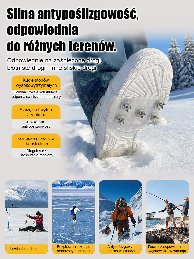 Niewidoczne raki do wędrówek po śniegu na zewnątrz