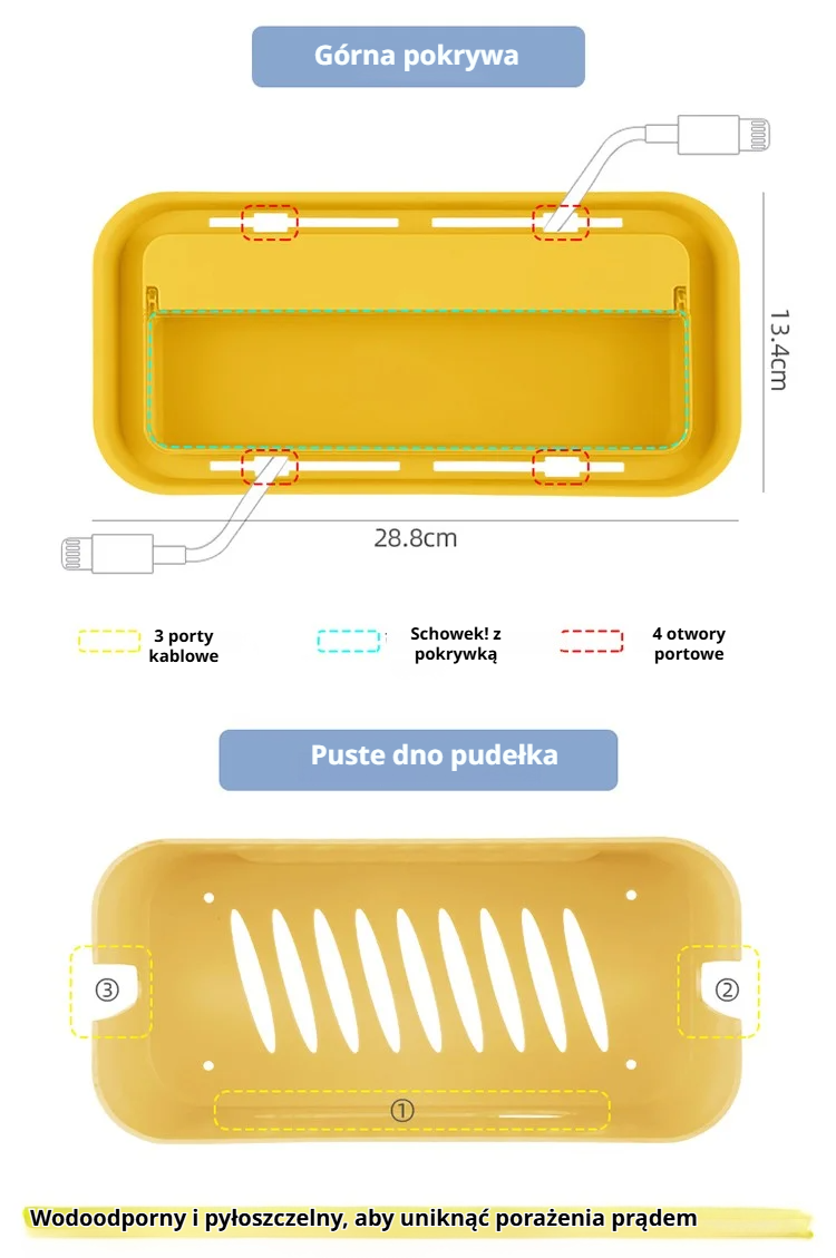 Przechowywanie kabli w pojemniku z tworzywa sztucznego