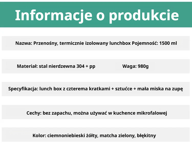 Wytrzymały pojemnik na żywność na podróż