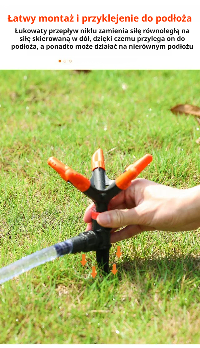 Zbliżenie na dyszę zraszacza podczas pracy