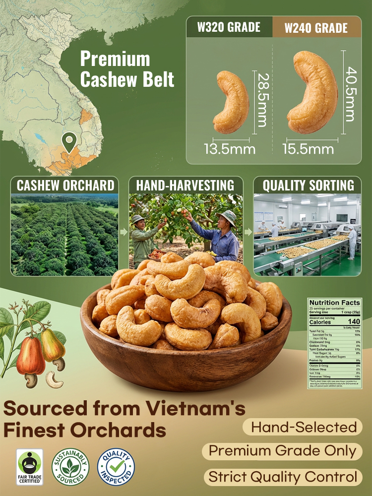  【🥜🥜Only 300 left — miss it and wait another year!】Premium Vietnamese W240 Cashews, freshly harvested with incredibly rich and plump flesh! ✨