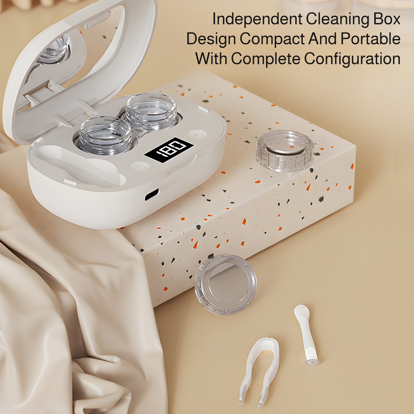 Ultrasonic mini contact lens cleaner for hygiene and safety