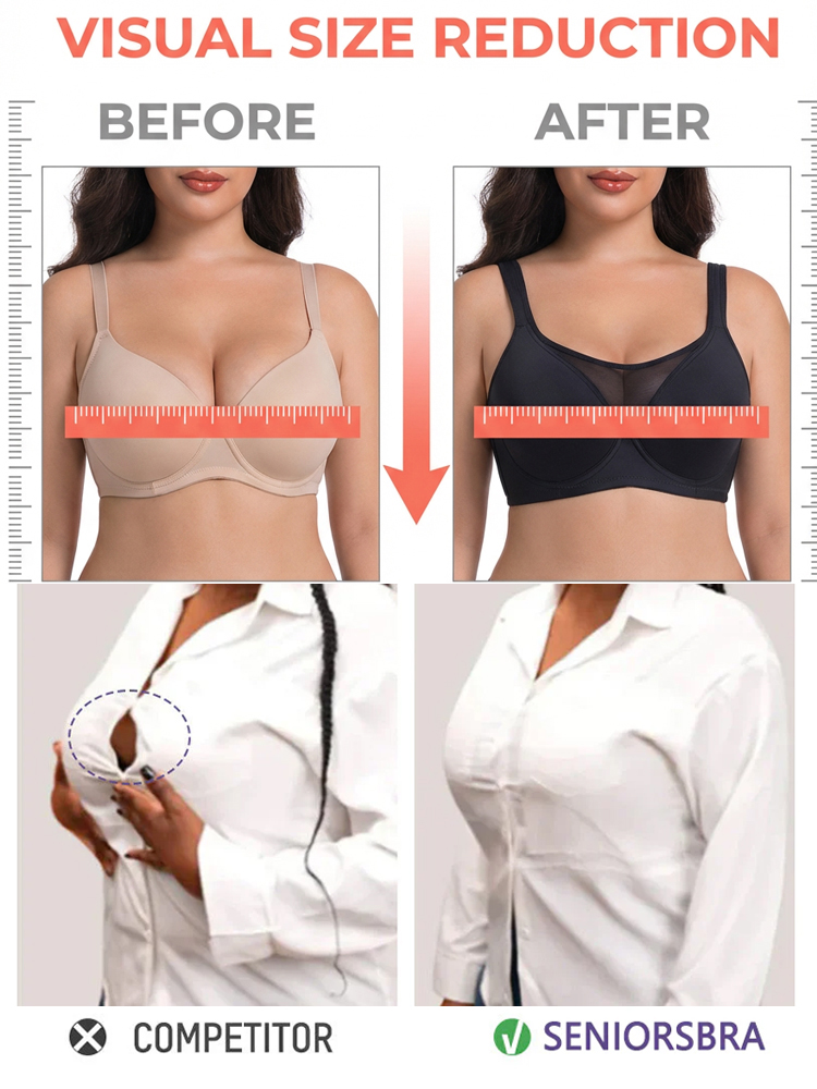 【💑Say goodbye to sagging breasts and effectively reduce underarm fat.】 Comfortable Minimizing Bra for Large Busts – Instantly Enhances Shape