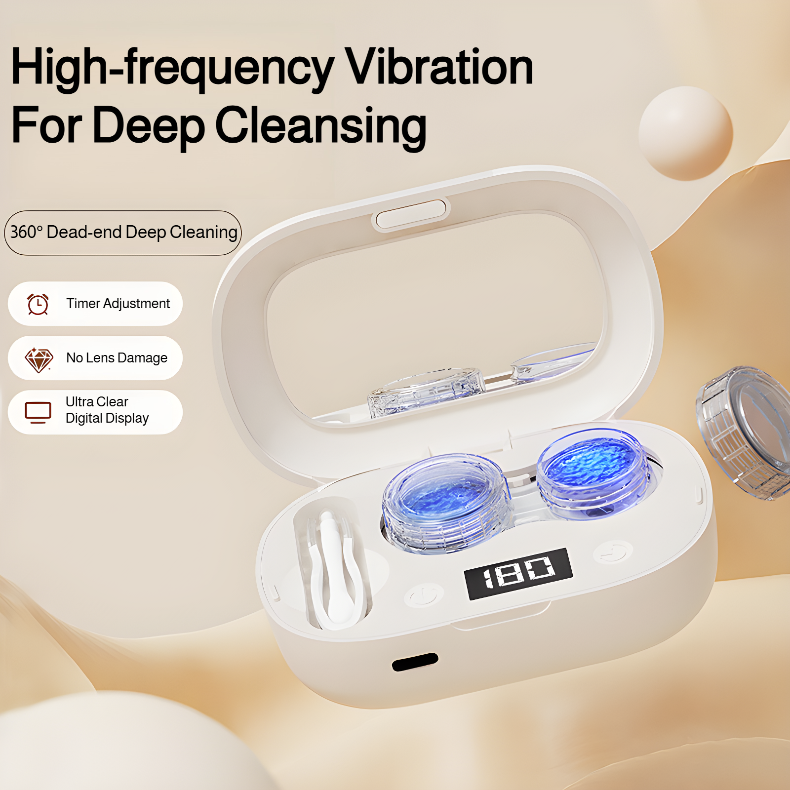 Cleaning box contact lens cleaner rechargeable portable beauty lens box ultrasonic mini high frequen