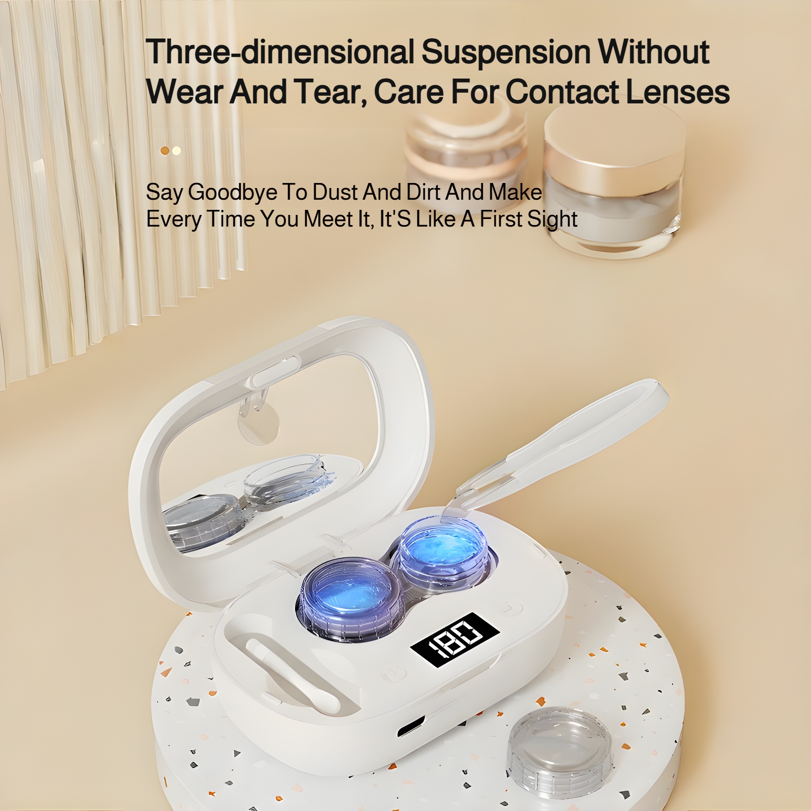 Compact and portable contact lens cleaning box