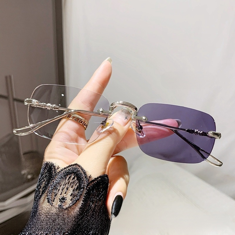 【Automatic adjustment from 0 degrees to 1000 degrees】Photosensitive color-changing ultra-light frameless reading glasses