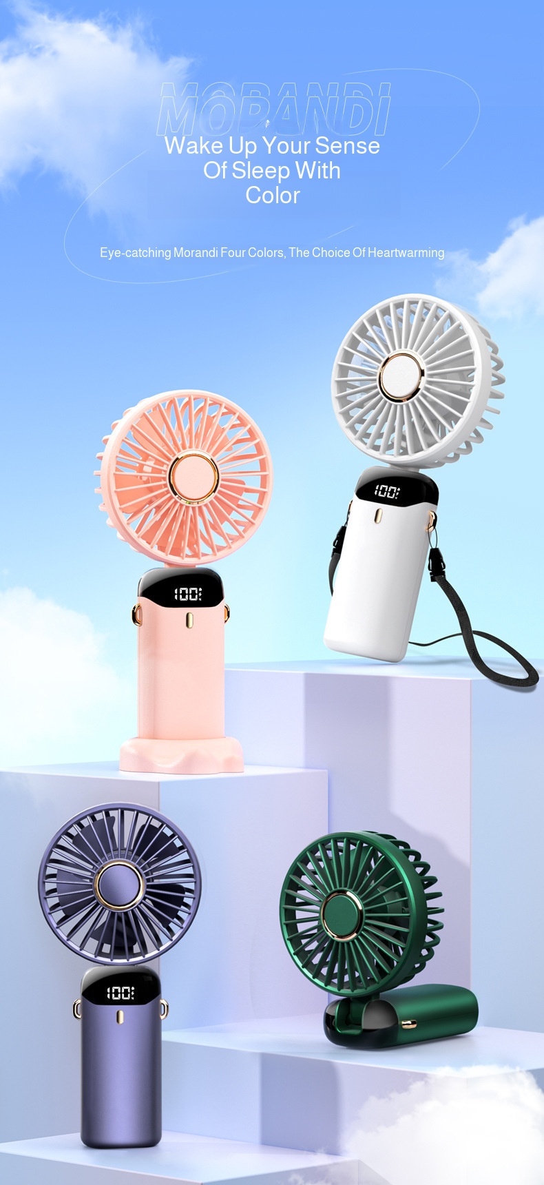 Digital charging portable fan for travel