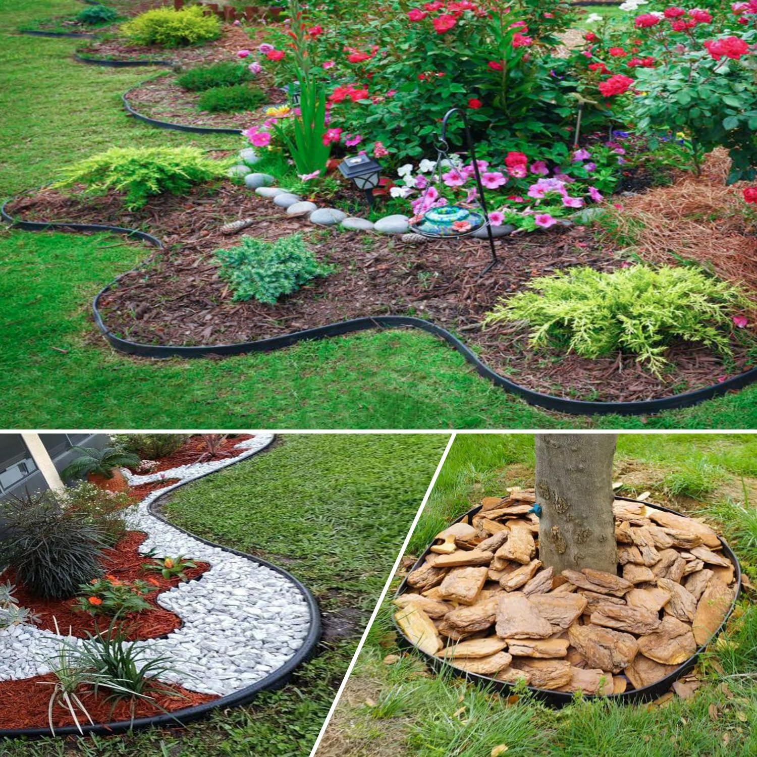 Durable retaining board for lawn and tree circle isolation