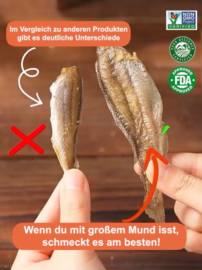 【200 Stück/Box】 Verzehrfertiger, herzhafter & knuspriger getrockneter kleiner Gelbfisch ❤ Nicht frittiert & kalorienarm 