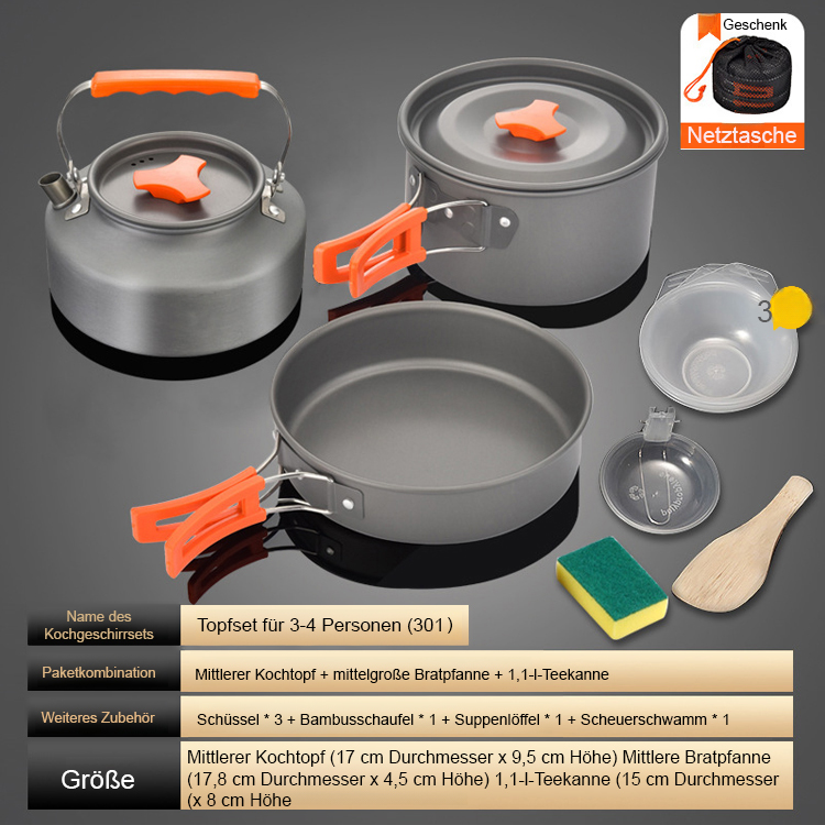 Heute versendet:【Kompaktes Outdoor-Aluminium-Kochset】Für Braten, Frittieren, Kochen und Schmoren