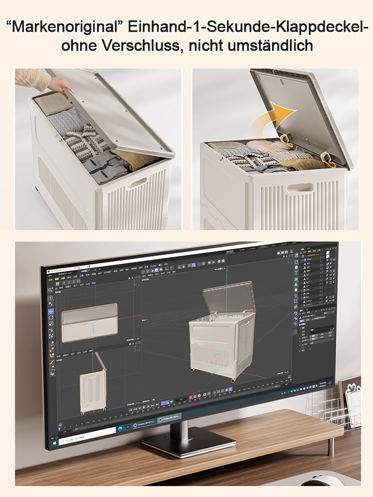Platz für 50 Kleidungsstücke! ✨ Die faltbare XL-Aufbewahrungsbox mit Rollen. Keine Montage, sofort startklar! 📦💨