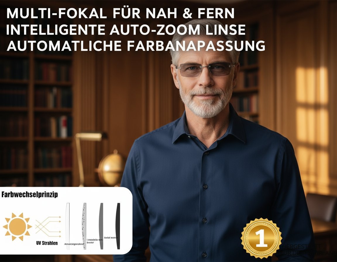🤓【-1.00 bis +7.00 Autofokus】✨ Nie wieder Brillen wechseln! Die EINE Brille für Nah, Fern & PC.
