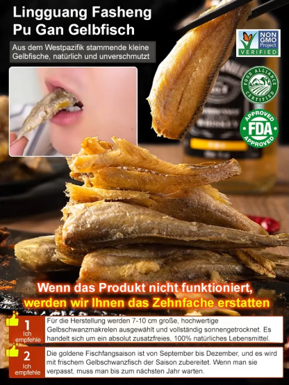 【200 Stück/Box】 Verzehrfertiger, herzhafter & knuspriger getrockneter kleiner Gelbfisch ❤ Nicht frittiert & kalorienarm 
