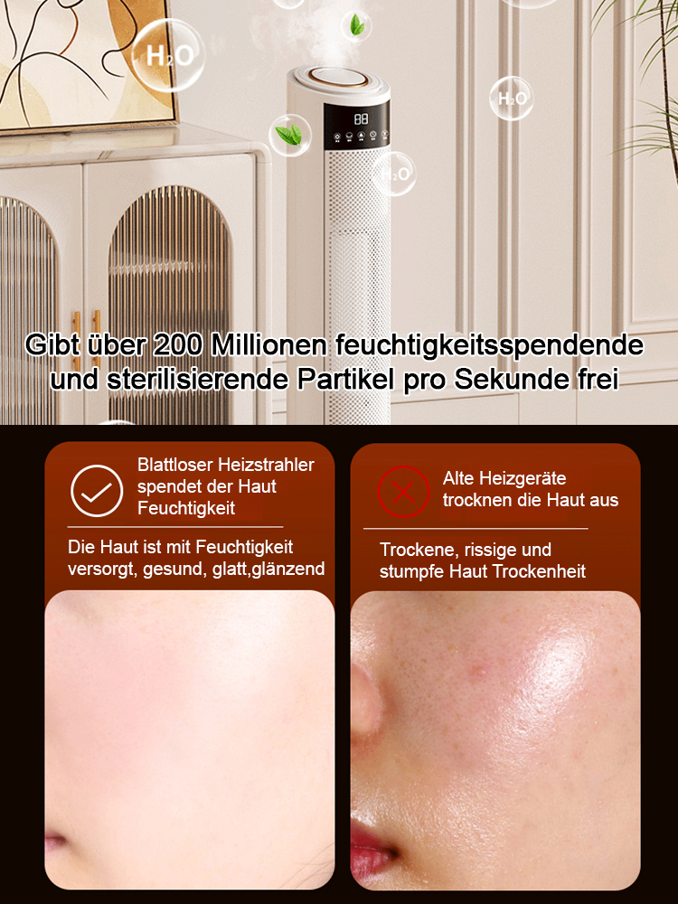 【Wärmt den ganzen Raum in 3 Minuten】Intelligentes 3D-Flammen-Heizgerät mit Luftbefeuchter, das nur 1 kWh pro Tag verbraucht.