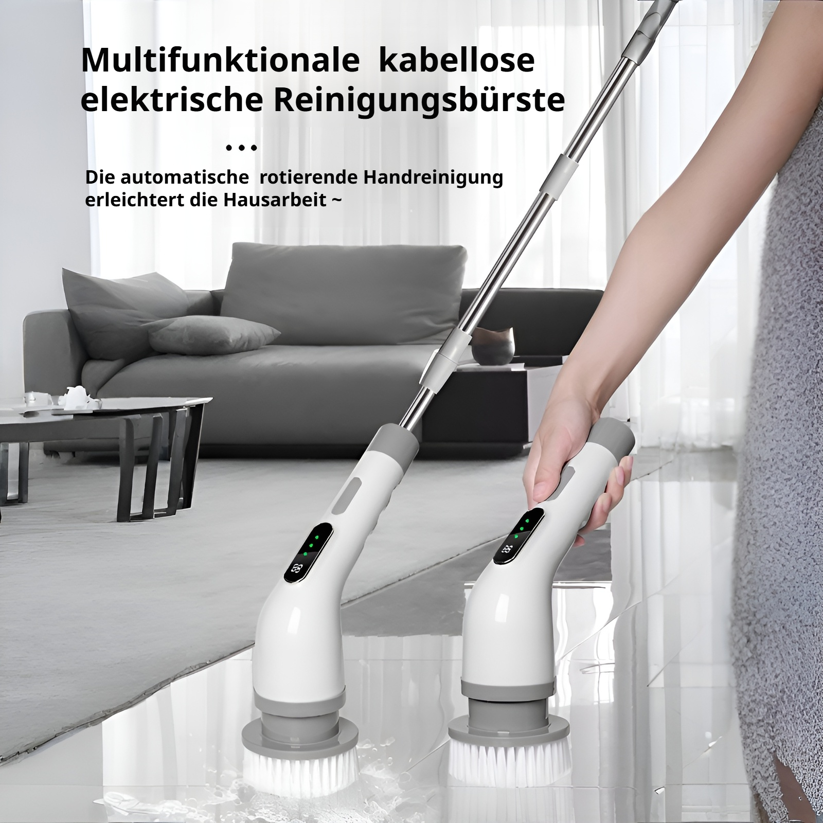 Multifunktionale elektrische Reinigungsbürste, 9 Köpfe, Küche, Badezimmer, Reinigung, kabelloses Lad