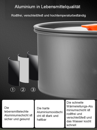 Heute versendet:【Kompaktes Outdoor-Aluminium-Kochset】Für Braten, Frittieren, Kochen und Schmoren