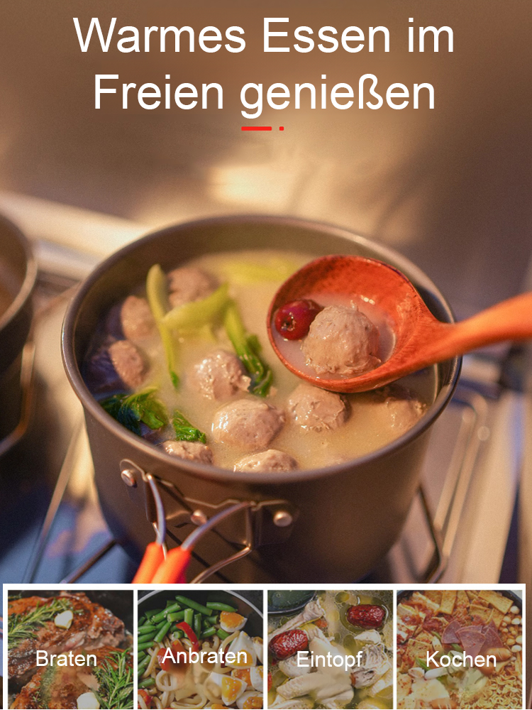 Heute versendet:【Kompaktes Outdoor-Aluminium-Kochset】Für Braten, Frittieren, Kochen und Schmoren