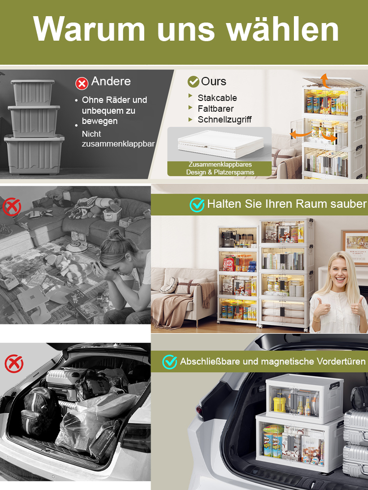 🎉Ohne Werkzeug, in 3 Sekunden aufgebaut & Versand am selben Tag: Frei installierbarer, zusammenklappbarer Lagerschrank✨