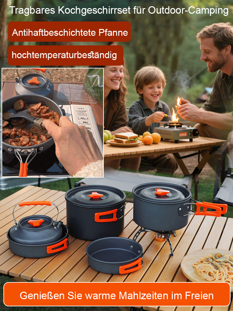 Heute versendet:【Kompaktes Outdoor-Aluminium-Kochset】Für Braten, Frittieren, Kochen und Schmoren