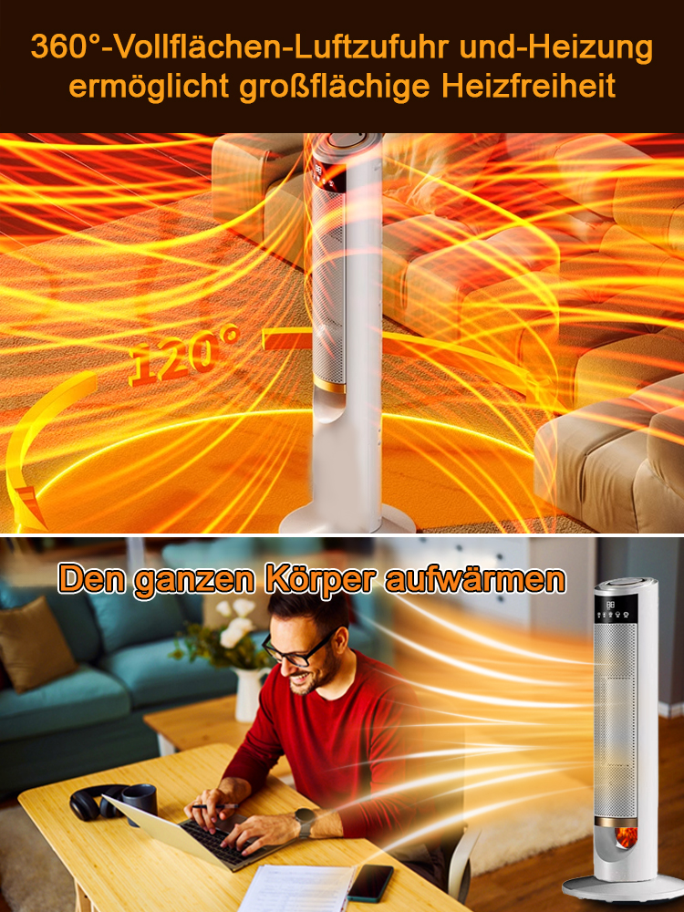 【Wärmt den ganzen Raum in 3 Minuten】Intelligentes 3D-Flammen-Heizgerät mit Luftbefeuchter, das nur 1 kWh pro Tag verbraucht.