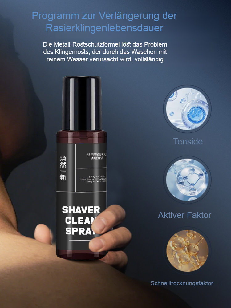 【Leistung statt Abstumpfung】Ein Sprühstoß & Ihr Rasierer schneidet wieder wie neu. Das Reinigungs- & Hygiene-Spray. ⚡️🧼