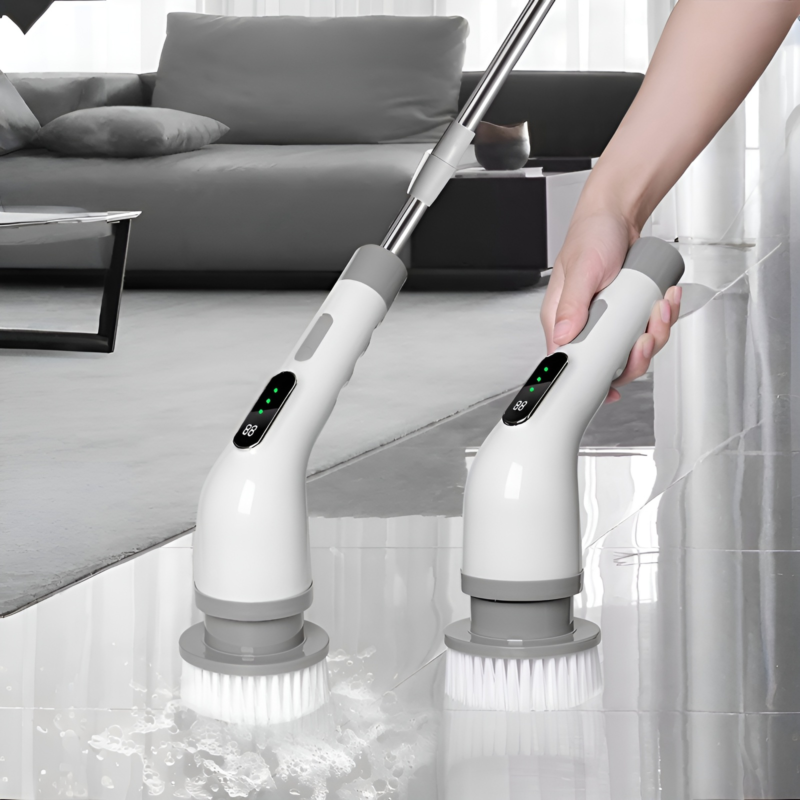 Multifunktionale elektrische Reinigungsbürste, 9 Köpfe, Küche, Badezimmer, Reinigung, kabelloses Lad