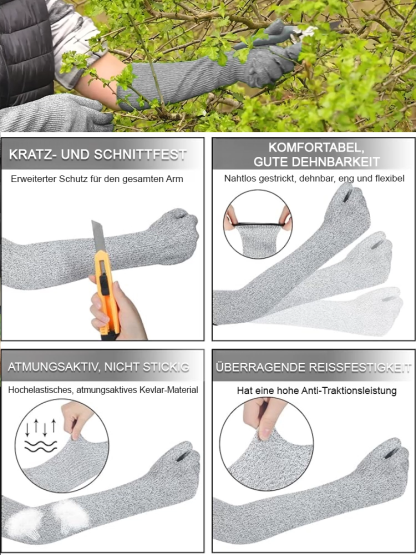 【Schnittschutz Stufe 5】Verlängerte schnitt- und kratzfeste Armschutzhandschuhe