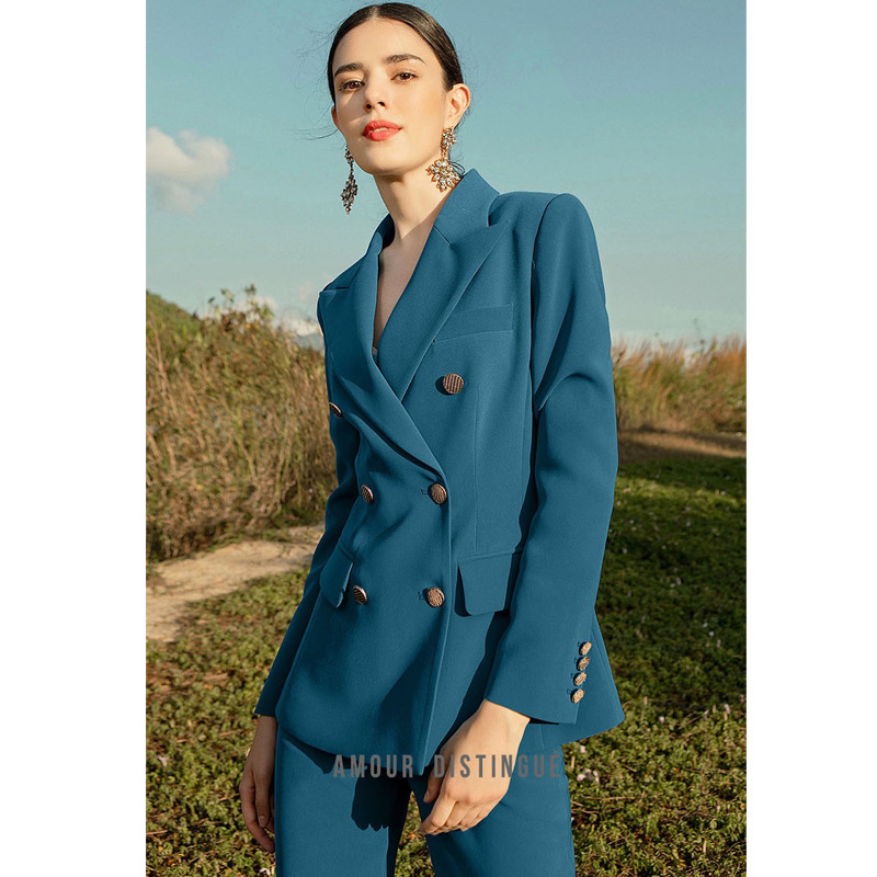 Klein Blue women's Professional Suit Pants Skirts Set