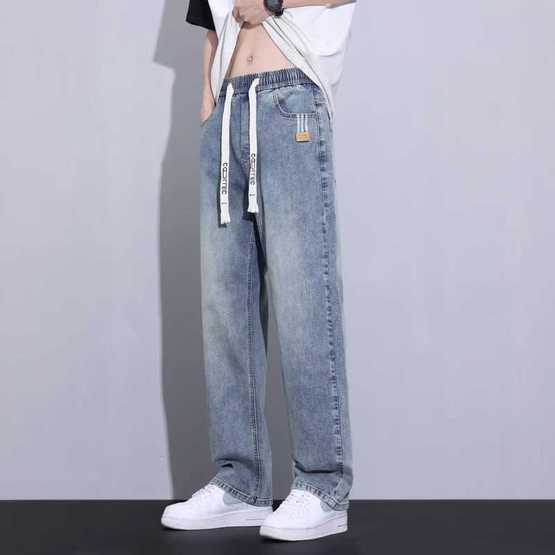 Men's Elastic Stretch Wide Leg Straight Fit Jeans
