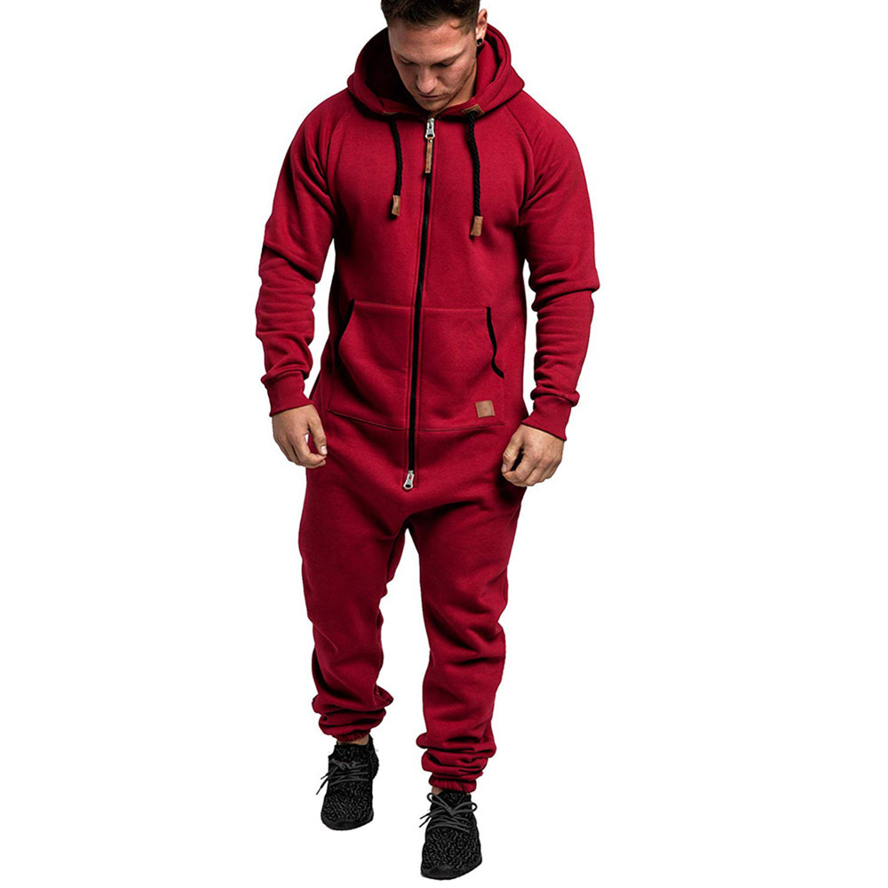 Coofandy hooded fleece solid color jumpsuit