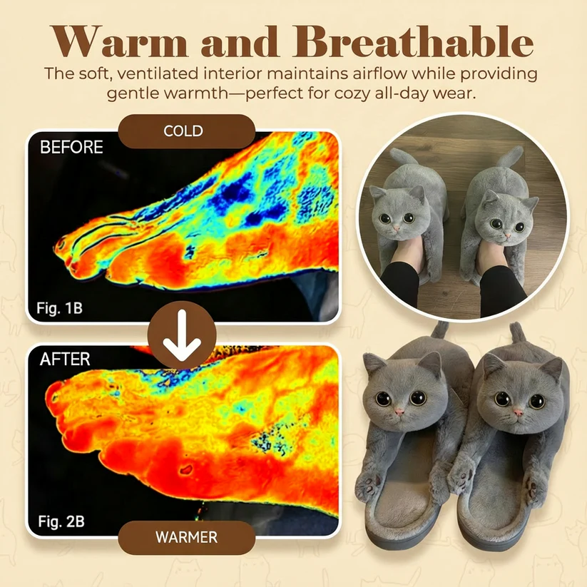The "Big Stretch" Kitty Slides - Ultra Soft 3D Cat Slippers