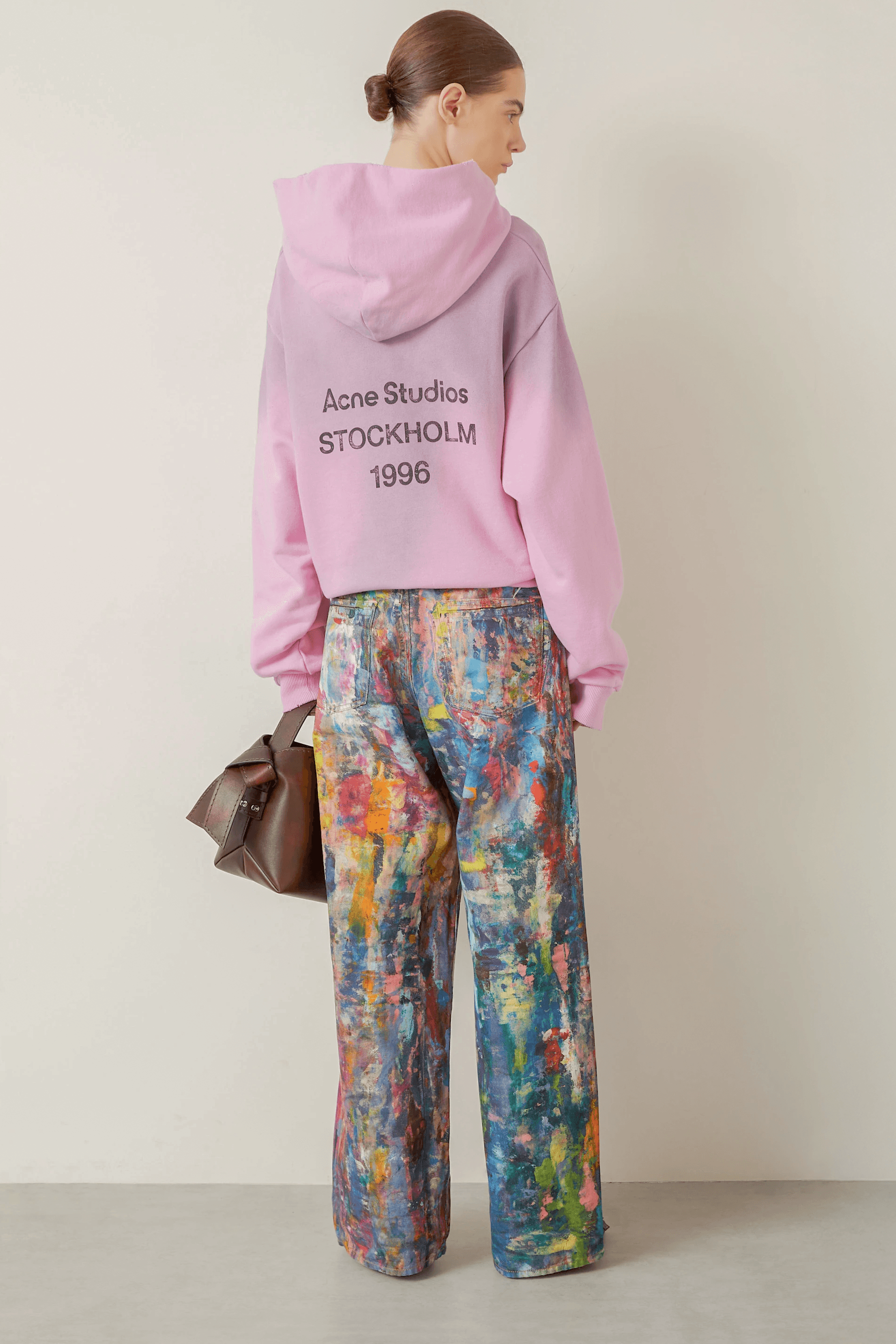 Unisex Colorblock Denim - Oil Painting Effect Relaxed Fit Pants