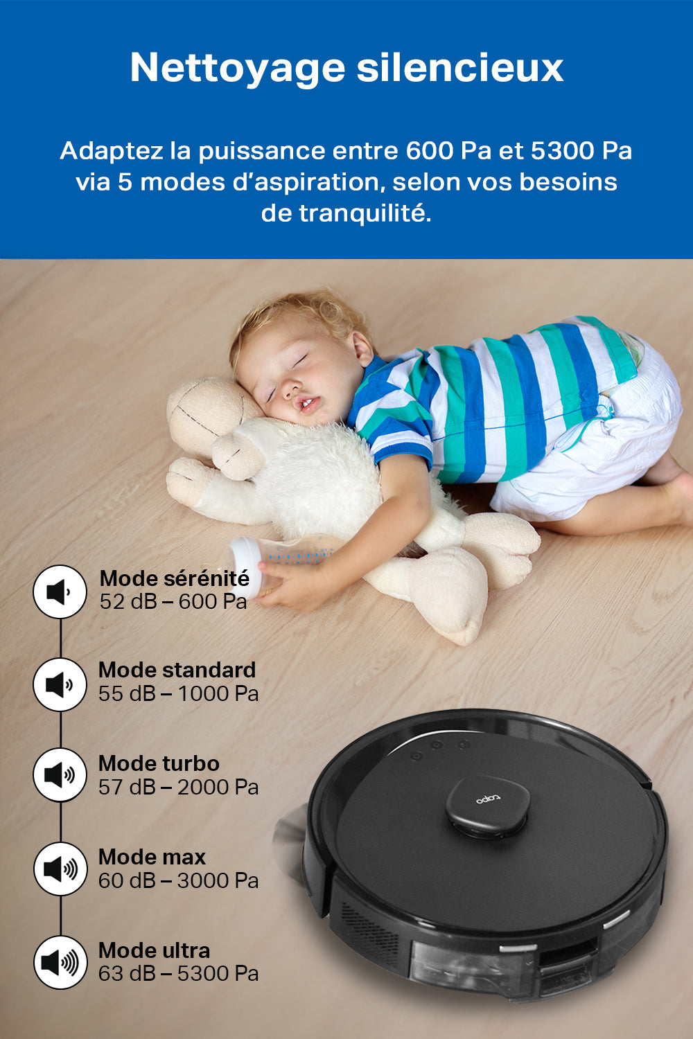 Tapo RV30 Max Plus Robot Aspirateur Laveur LiDAR+IMU 5300Pa + Vidage