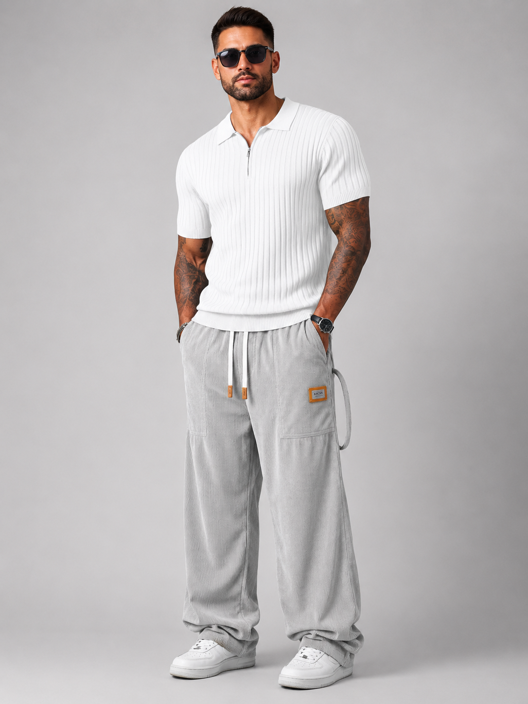 Men’s Premium Ribbed Zip Polo Shirt