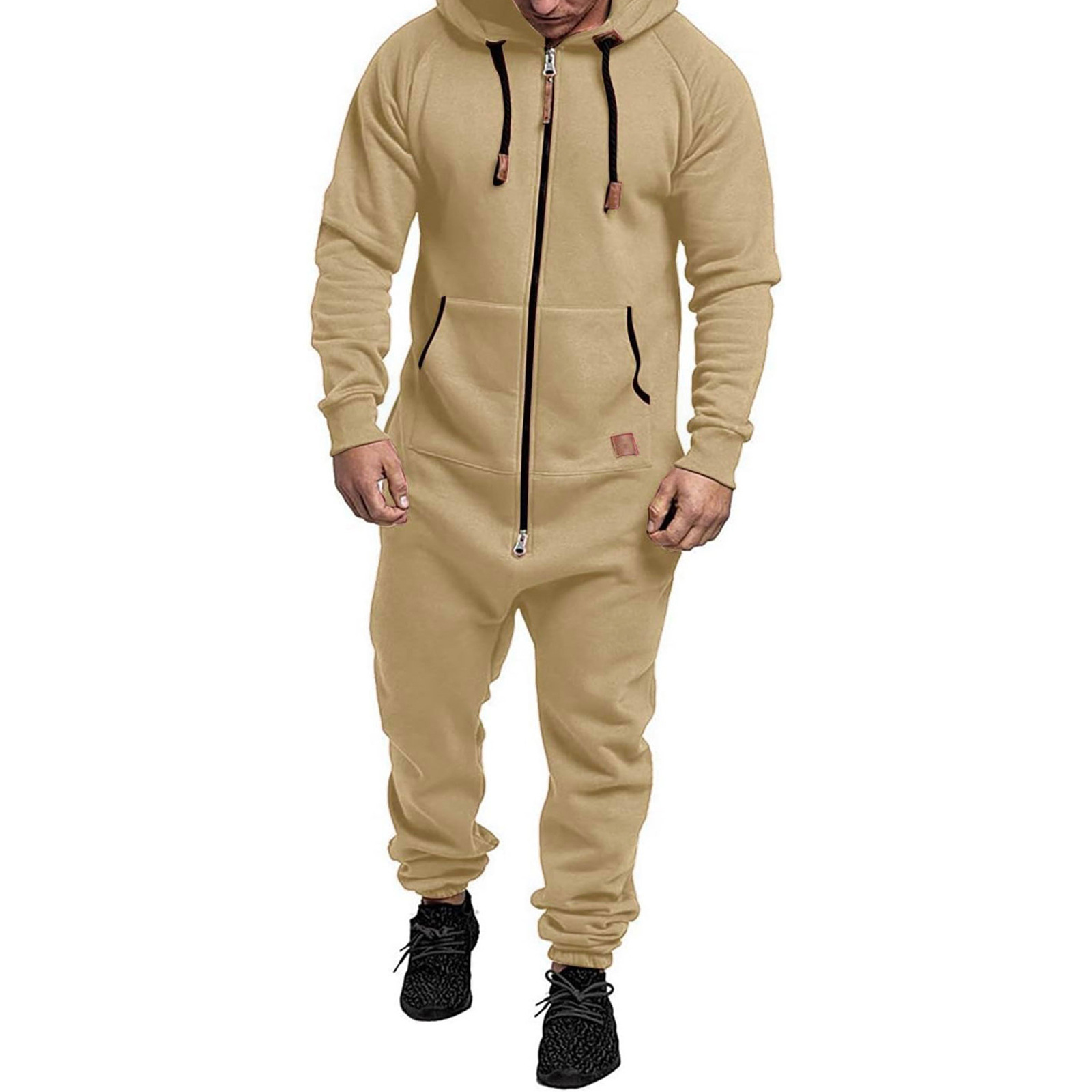 Coofandy hooded fleece solid color jumpsuit
