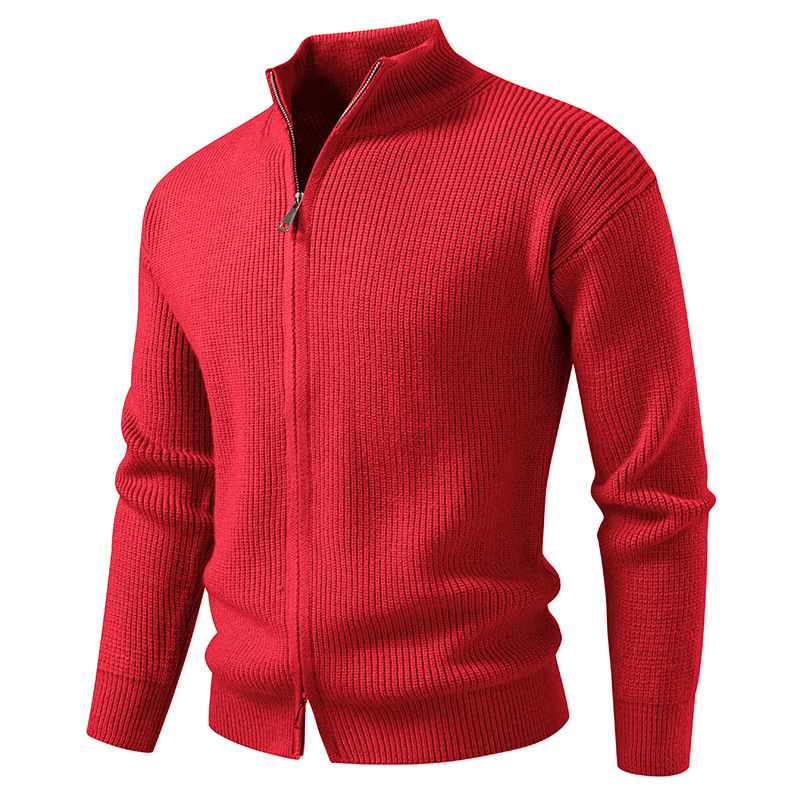 New men's knitted cardigan, warm business jacket.