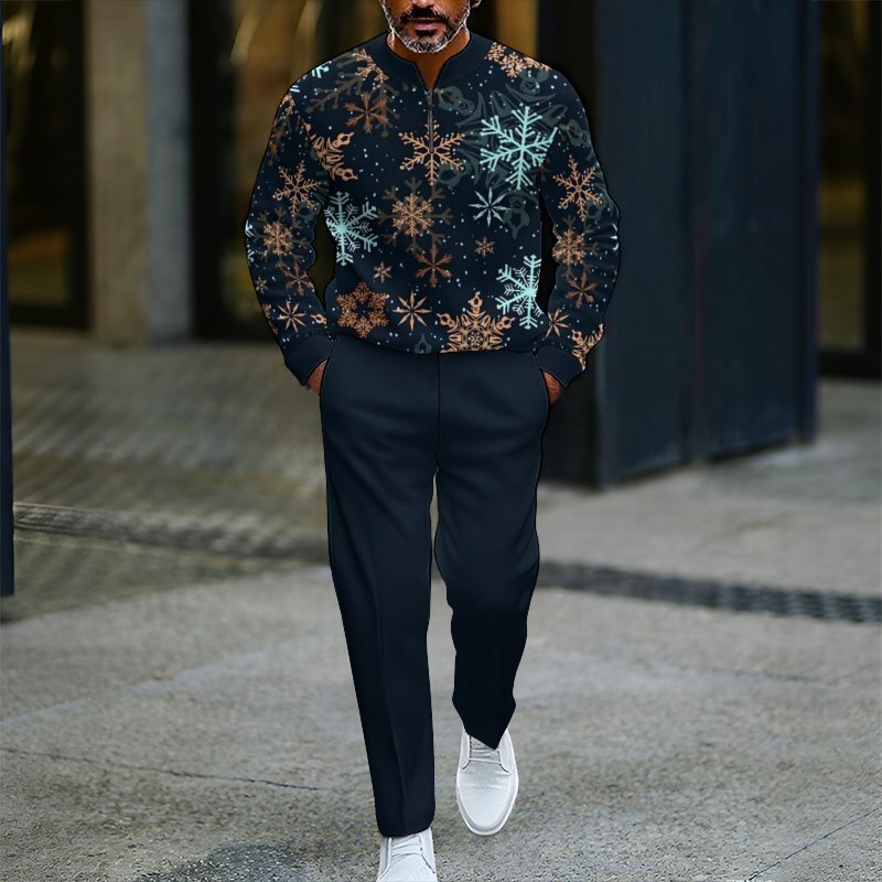 Men's Zip-Up Pullover Christmas Sportswear Set – New Arrival