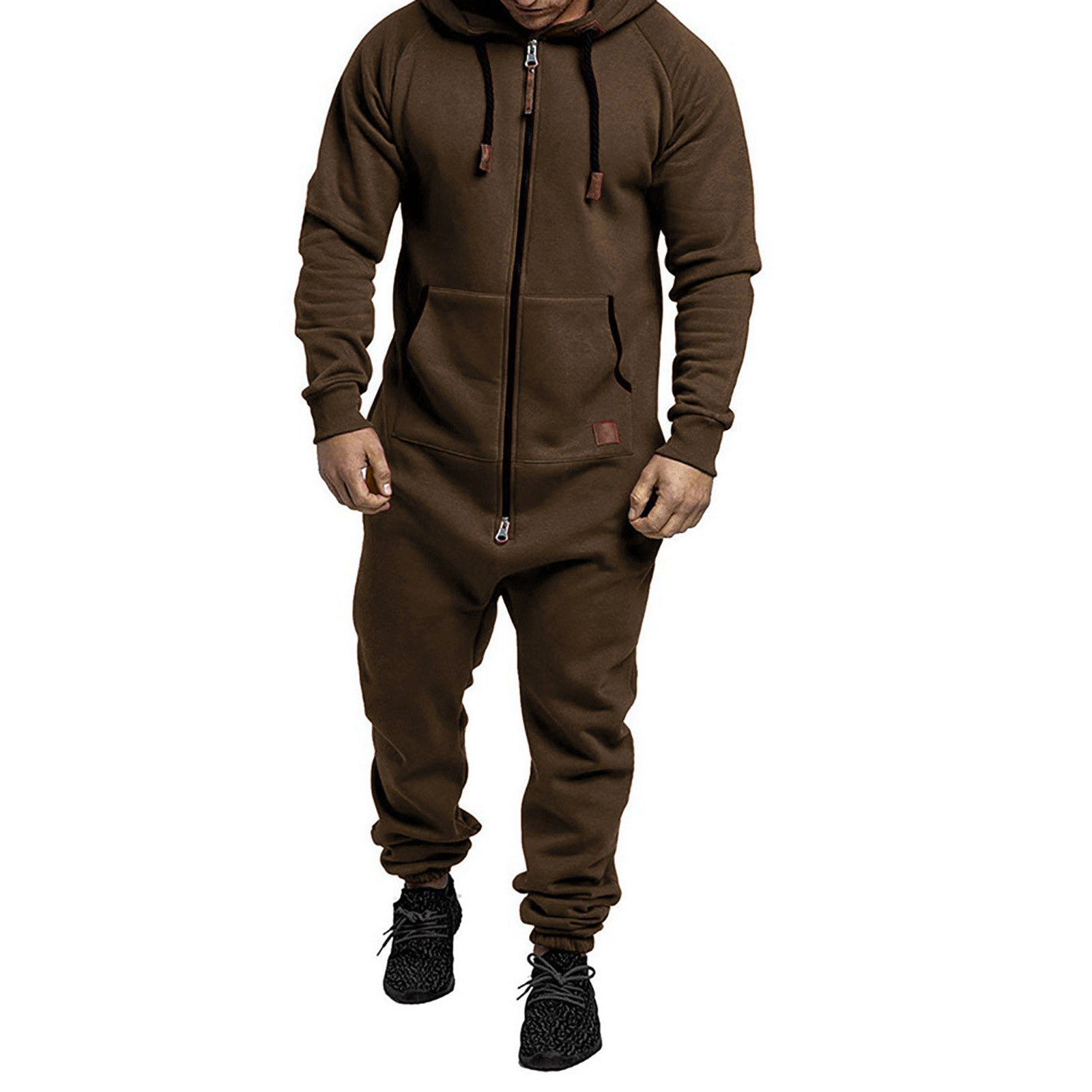 Coofandy hooded fleece solid color jumpsuit