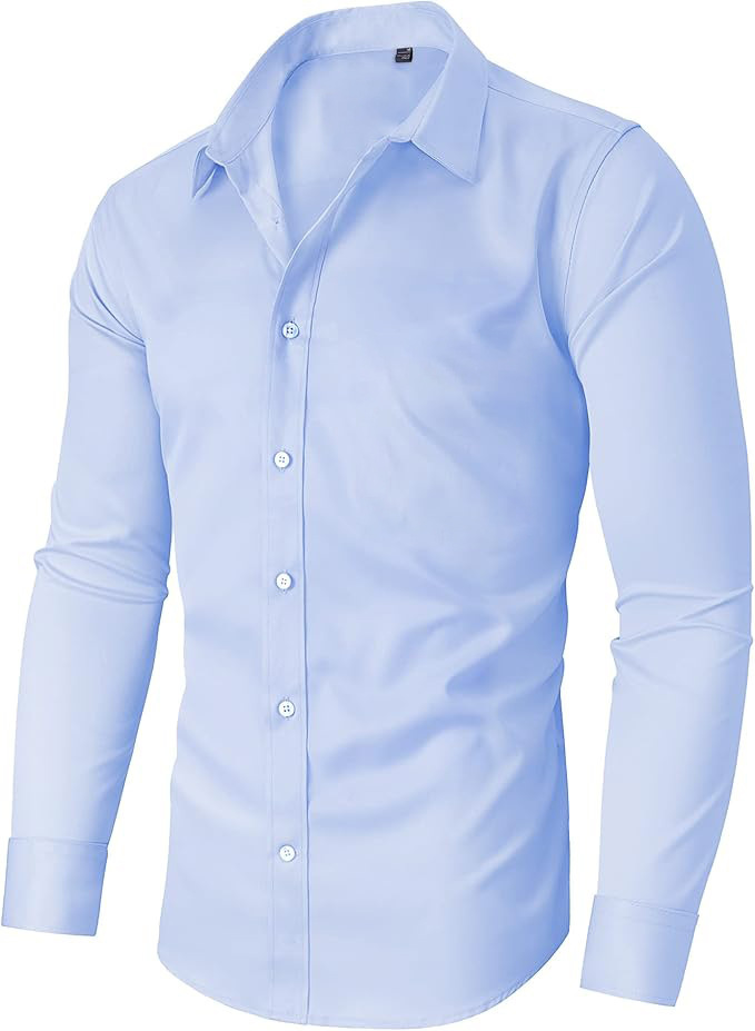 New Men’s 16-Way Stretch Slim Fit Dress Shirt, Wrinkle-Free