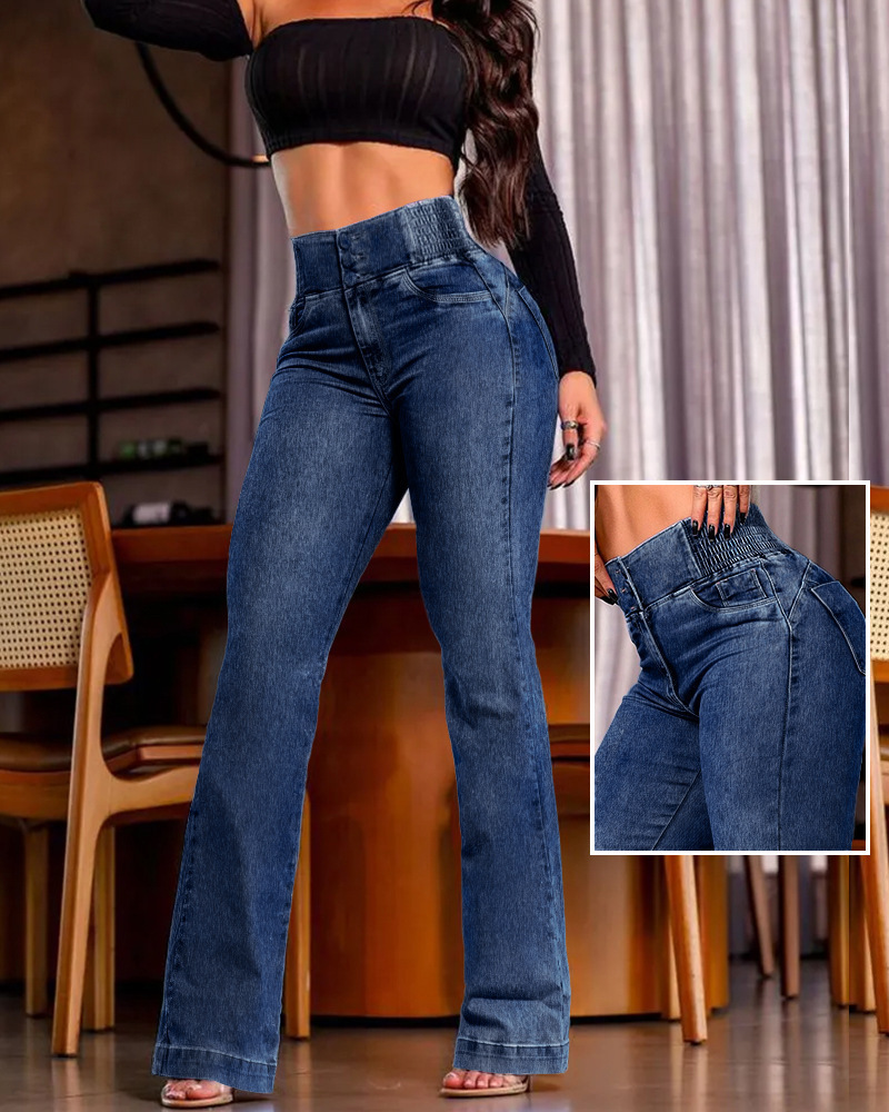 ✨HOT SALE 49% OFF👖Women's Butt Lifting Bootcut Jeans High Waisted Wide Leg Baggy Jean