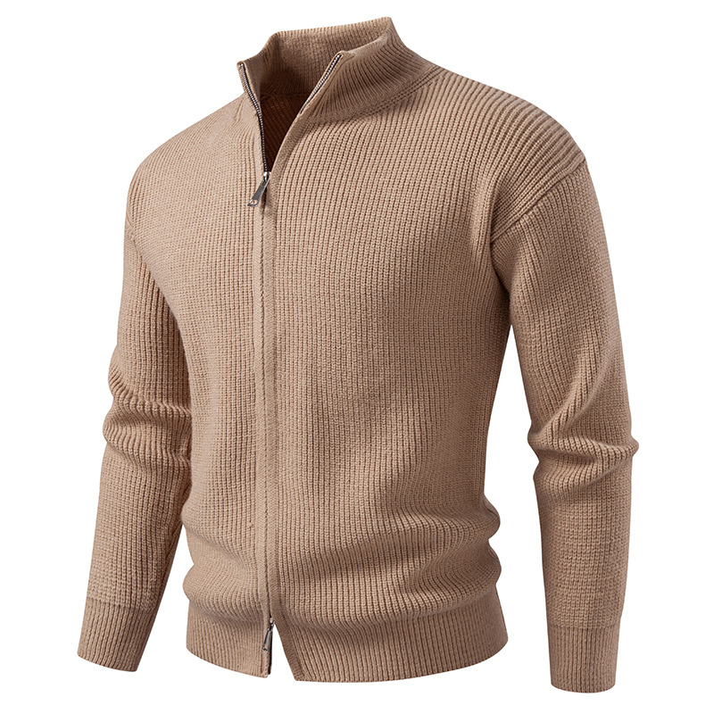 New men's knitted cardigan, warm business jacket.