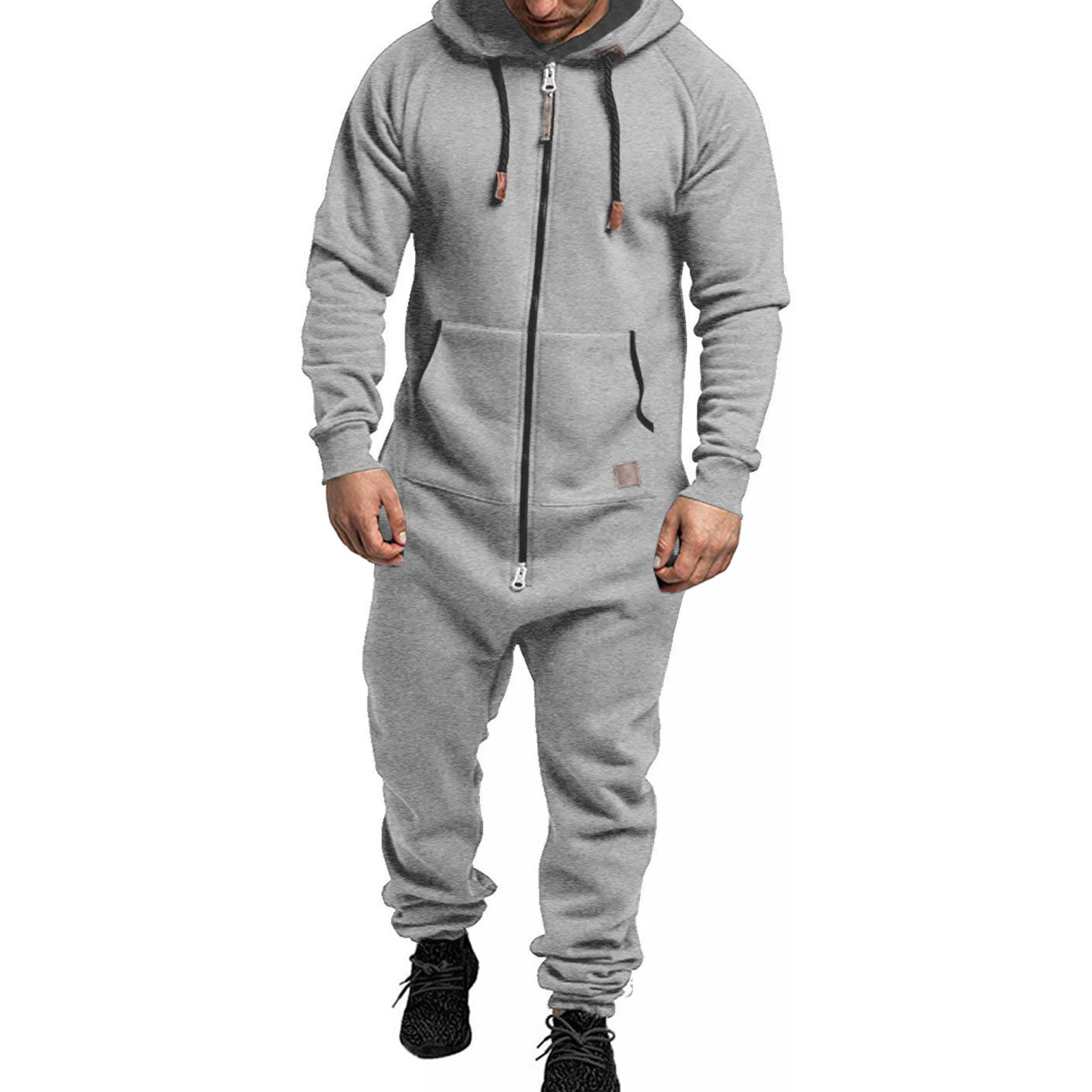 Coofandy hooded fleece solid color jumpsuit