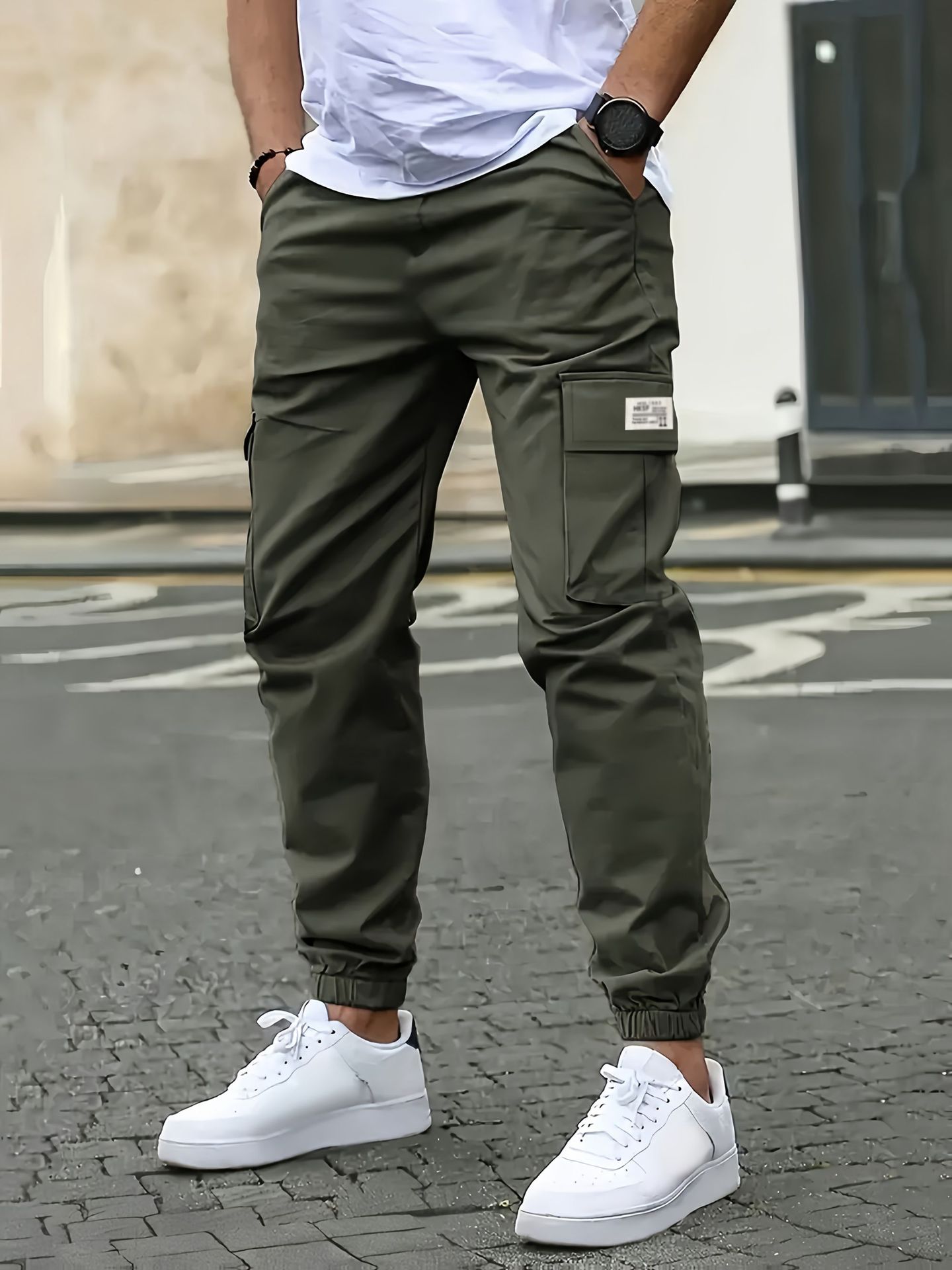 Men's loose-fitting multi-pocket work pants