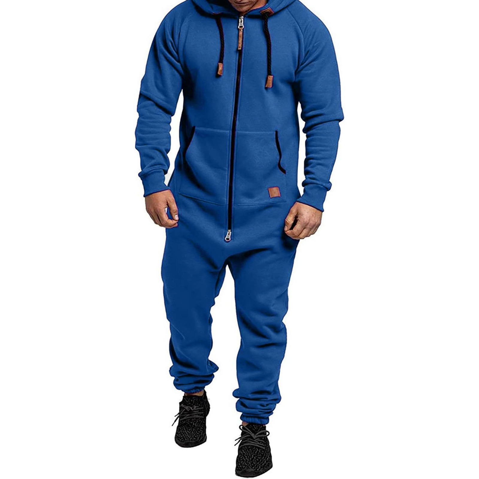 Coofandy hooded fleece solid color jumpsuit